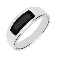 Sterling Silver Whitby Jet Inlay Band Ring