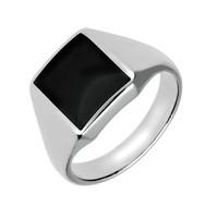 Sterling Silver Whitby Jet Oblong Signet Ring