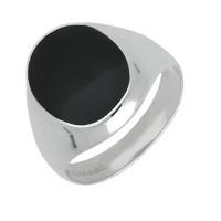 Sterling Silver Whitby Jet Large Oval Signet Ring