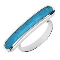Sterling Silver Turquoise Lineaire Long Oval Ring