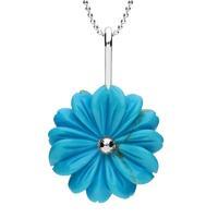 Sterling Silver Turquoise Daisy Flower Necklace