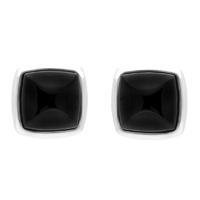 Sterling Silver Whitby Jet Curved Square Stud Earrings