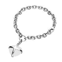 Sterling Silver Bauxite Medium Cross Heart Charm Bracelet