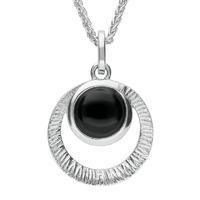 Sterling Silver Whitby Jet Circular Cut Out Necklace
