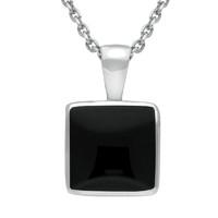 Sterling Silver Whitby Jet Square Necklace