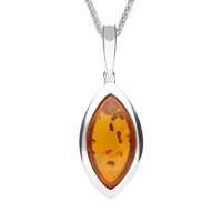 Sterling Silver Amber Curved Marquise Necklace
