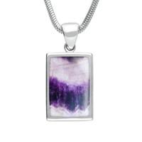 Sterling Silver Blue John Classic Rectangle Necklace