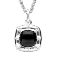 Sterling Silver Whitby Jet Ridged Cushion Necklace