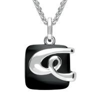 Sterling Silver Whitby Jet Square Knot Necklace