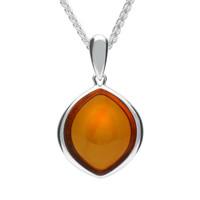 Sterling Silver Baltic Amber Marquise Open Back Necklace