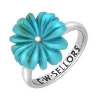 Sterling Silver Turquoise Daisy Flower Ring