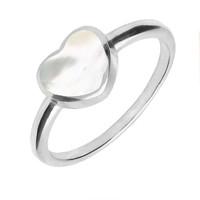 Sterling Silver White Mother of Pearl Single Heart Ring