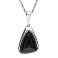 Sterling Silver Whitby Jet Abstract Triangle Necklace