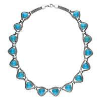 Sterling Silver Turquoise Foxtail Seventeen Stone Triangle Necklace