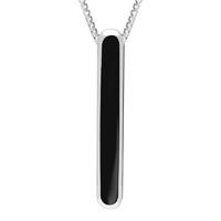 Sterling Silver Whitby Jet Lineaire Drop Oval Necklace