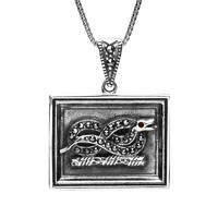 Sterling Silver Marcasite Garnet House Style Devonshire Snake Necklace