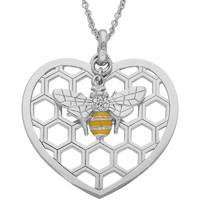 Sterling Silver Swarovski Crystal House Style Bee in Beehive Heart Necklace