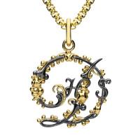 Sterling Silver Yellow Gold Vermeil Rhodium House Style Devonshire Logo Necklace
