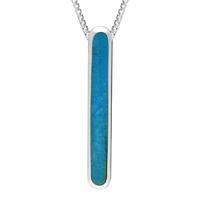 sterling silver turquoise lineaire drop oval necklace