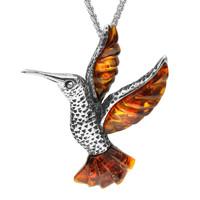 Sterling Silver Amber Small Kingfisher Necklace