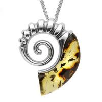 Sterling Silver Amber Large Shell Necklace