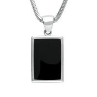 Sterling Silver Whitby Jet Classic Rectangle Necklace