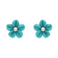 Sterling Silver Turquoise Desert Rose Flower Stud Earrings