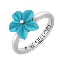 Sterling Silver Turquoise Pansy Flower Ring