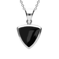 Sterling Silver Whitby Jet Curved Triangle Necklace