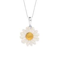 Sterling Silver White Mother Of Pearl Single Daisy Tuberose Necklace