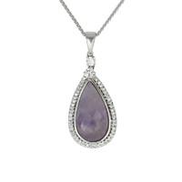 Sterling Silver Blue John 0.28 Carat Diamond Pear Necklace