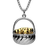 Sterling Silver Large Basket Yellow Gold Vermeil Egg Necklace