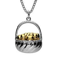 Sterling Silver Small Basket Yellow Gold Vermeil Egg Necklace