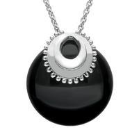 Sterling Silver Whitby Jet Capped Necklace