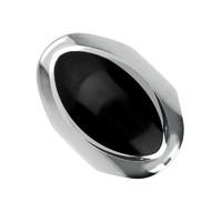 Sterling Silver Whitby Jet Medium Oval Band Ring