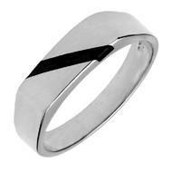 Sterling Silver Whitby Jet One Stone Slither Signet Ring