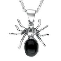 Sterling Silver Whitby Jet Small Spider Necklace