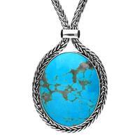 STERLING SILVER TURQUOISE FOXTAIL LARGE OVAL NECKLACE