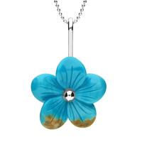 Sterling Sliver Turquoise Pansy Flower Necklace