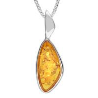 Sterling Silver Amber Abstract Pear Necklace