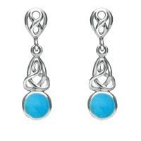 Sterling Silver Turquoise Round Celtic Dropper Earrings