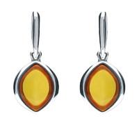 Sterling Silver Amber Wide Marquise Drop Earrings