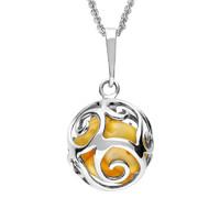 Sterling Silver Amber Bead Swirl Ball Necklace