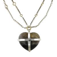 Sterling Silver 18ct Yellow Gold Blue John Large Cross Heart Necklace