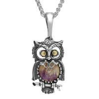 Sterling Silver Blue John Small Owl Necklace