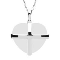 Sterling Silver Bauxite Medium Cross Heart Necklace