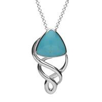 Sterling Silver Turquoise Curved Triangle Celtic Necklace