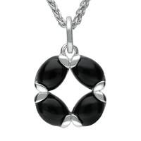 Sterling Silver Whitby Jet Oval Four Stone Necklace