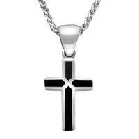 Sterling Silver Whitby Jet Cross Necklace