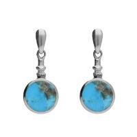 Sterling Silver Turquoise Round Bottle Top Drop Earrings